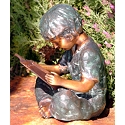 Story Book Boy Solid Bronze Garden Sculpture