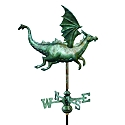 The Castle Guardian Dragon Full Size Copper Weathervane - Blue Verde Finish